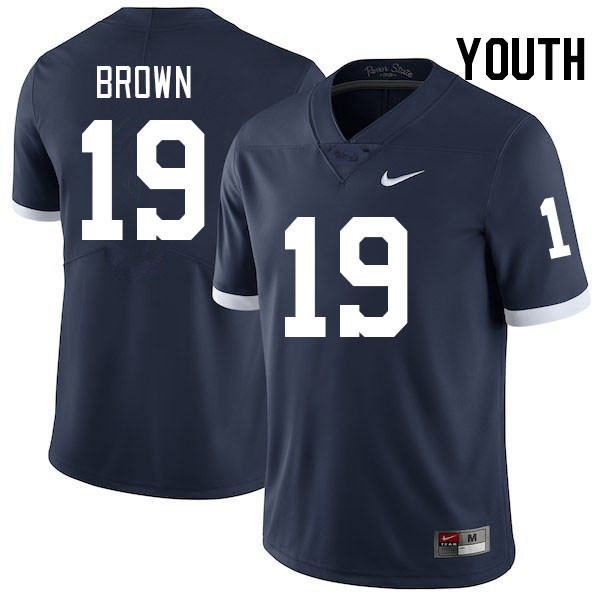 Youth #19 Josiah Brown Penn State Nittany Lions College Football Jerseys Stitched-Retro